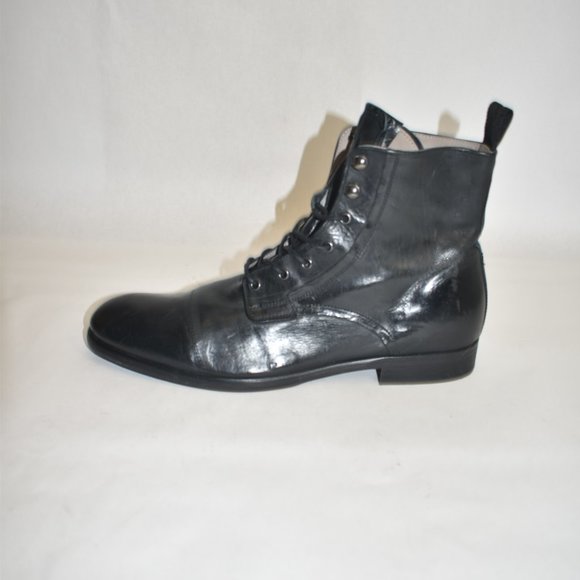 Allsaints Men's Mikkel Leather Combat Boots Black Size 45 EU 12 US - Picture 5 of 12